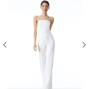 Alice + Olivia “Lavera” Vegan Leather White Strapless Jumpsuit